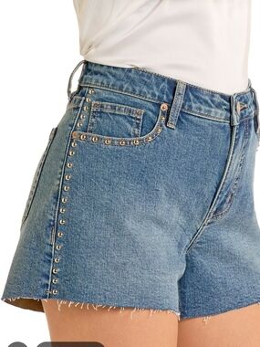 And Now This High-Rise Blue Studded Denim Shorts Size 32 NWT